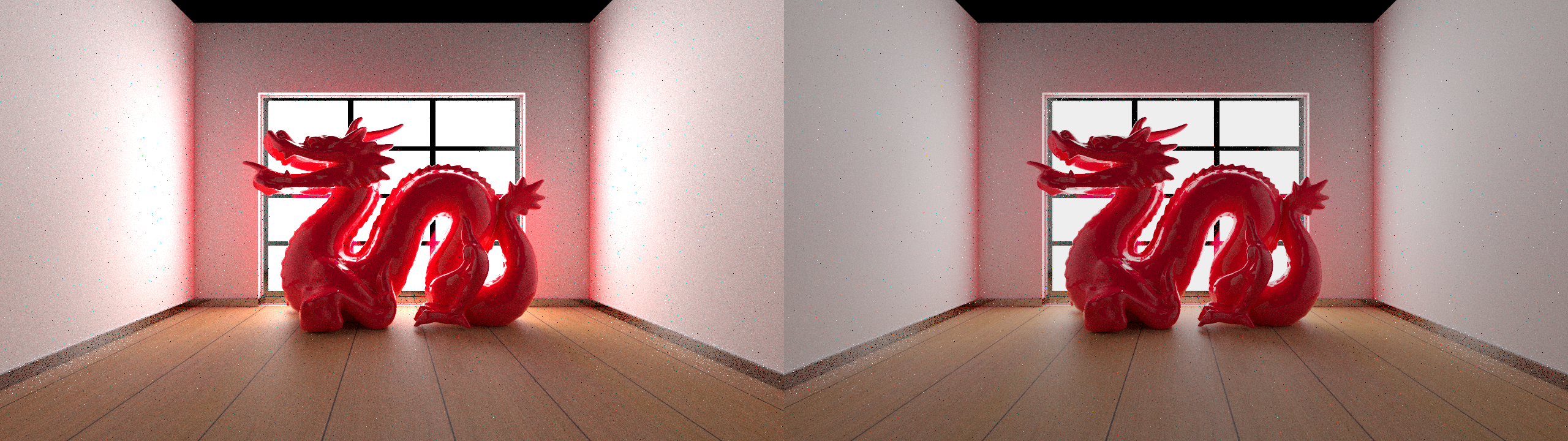 Before and after Reinhard tonemapping